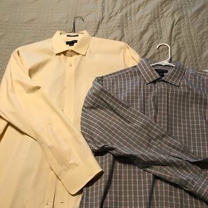 2 Lands End Dress Shirts, 17/34 Tailored Fit